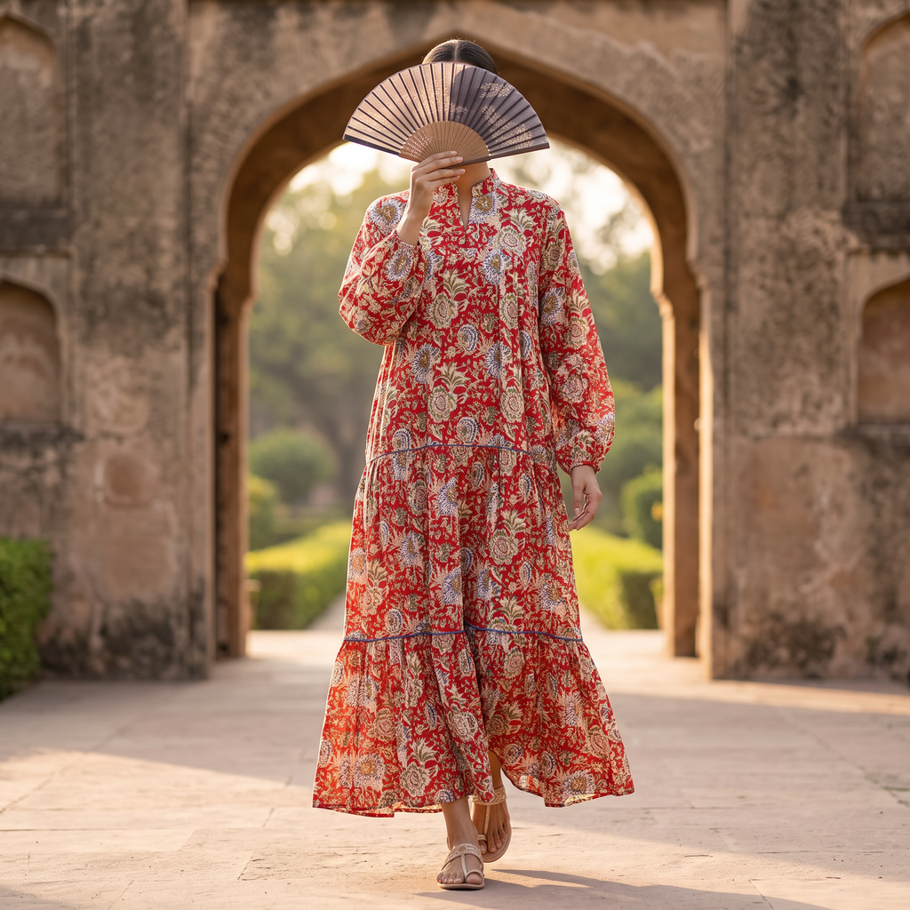 2XL/3XL Ziya Crystal Printed Cotton Dress 57" Long Jalabiya RN 756