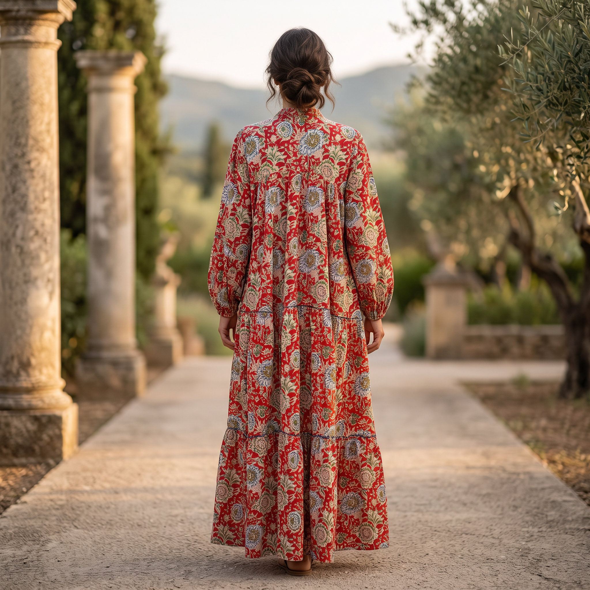 2XL/3XL Ziya Crystal Printed Cotton Dress 57" Long Jalabiya RN 756