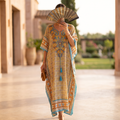 Free Size Crystal Farasha Kaftan Cotton 57" Long Jalabiya RN 764