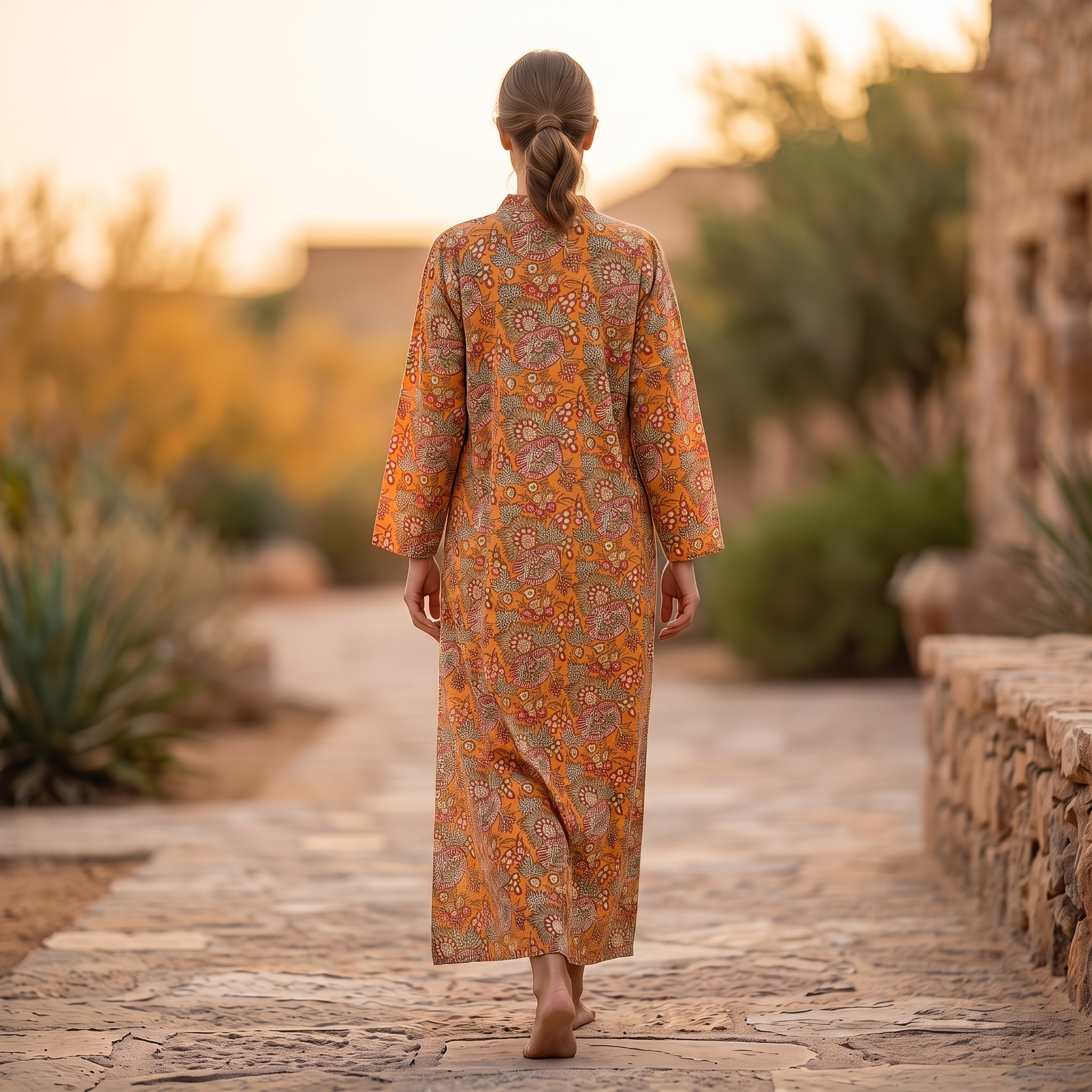 L/XL Crystal Teena Printed Cotton Dress 57" Long Jalabiya RN 768