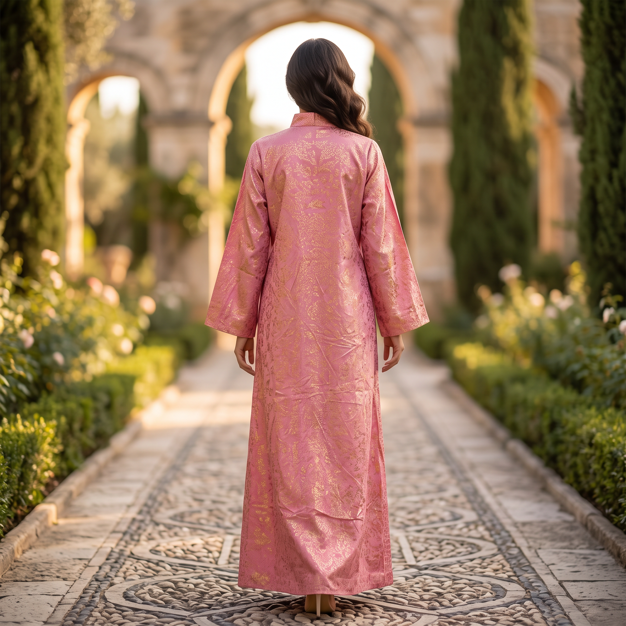 L/XL Crystal Special Printed Cotton Dress 57" Long Jalabiya RN 771