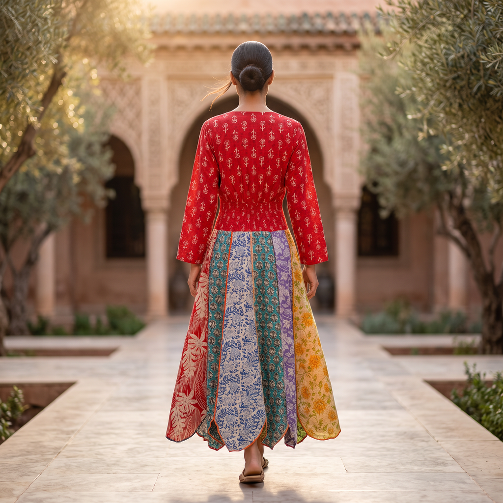 L/XL Crystal Zayna Printed Cotton Dress 57" Long JalabiyaRN 772