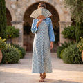 L/XL Crystal Honey Printed Cotton Dress 57" Long Jalabiya RN 773