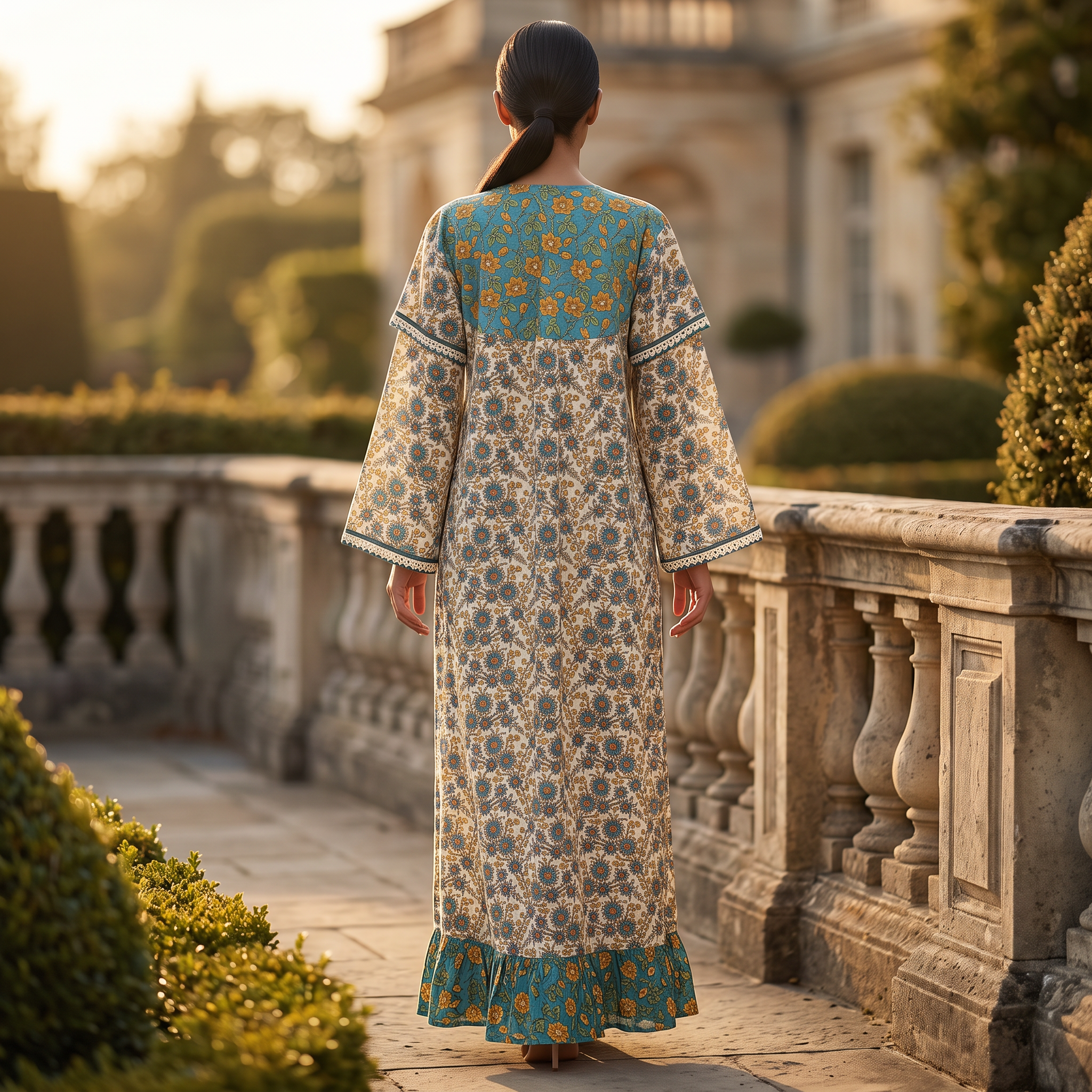 L/XL Crystal Special Printed Cotton Dress 57" Long Jalabiya RN 775