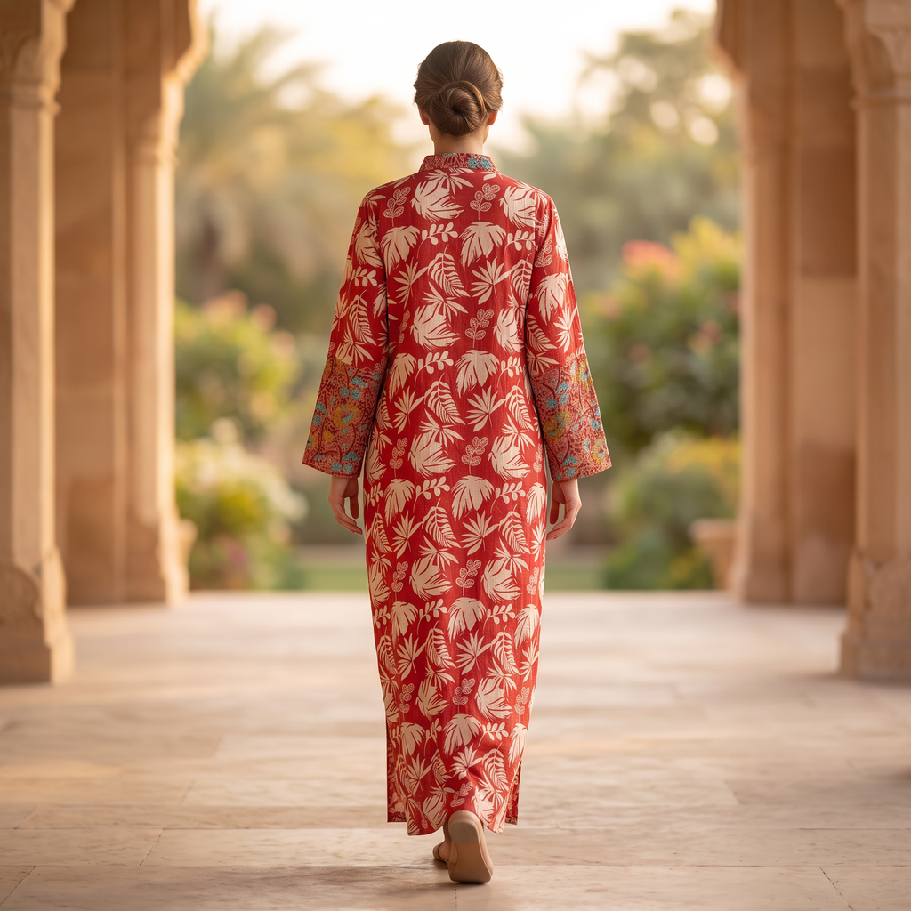 2XL/3XL Crystal Tansy Printed Cotton Dress 57" Long Jalabiya RN 776