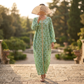 S/M Crystal Special Printed Cotton Dress 57" Long Jalabiya RN 777