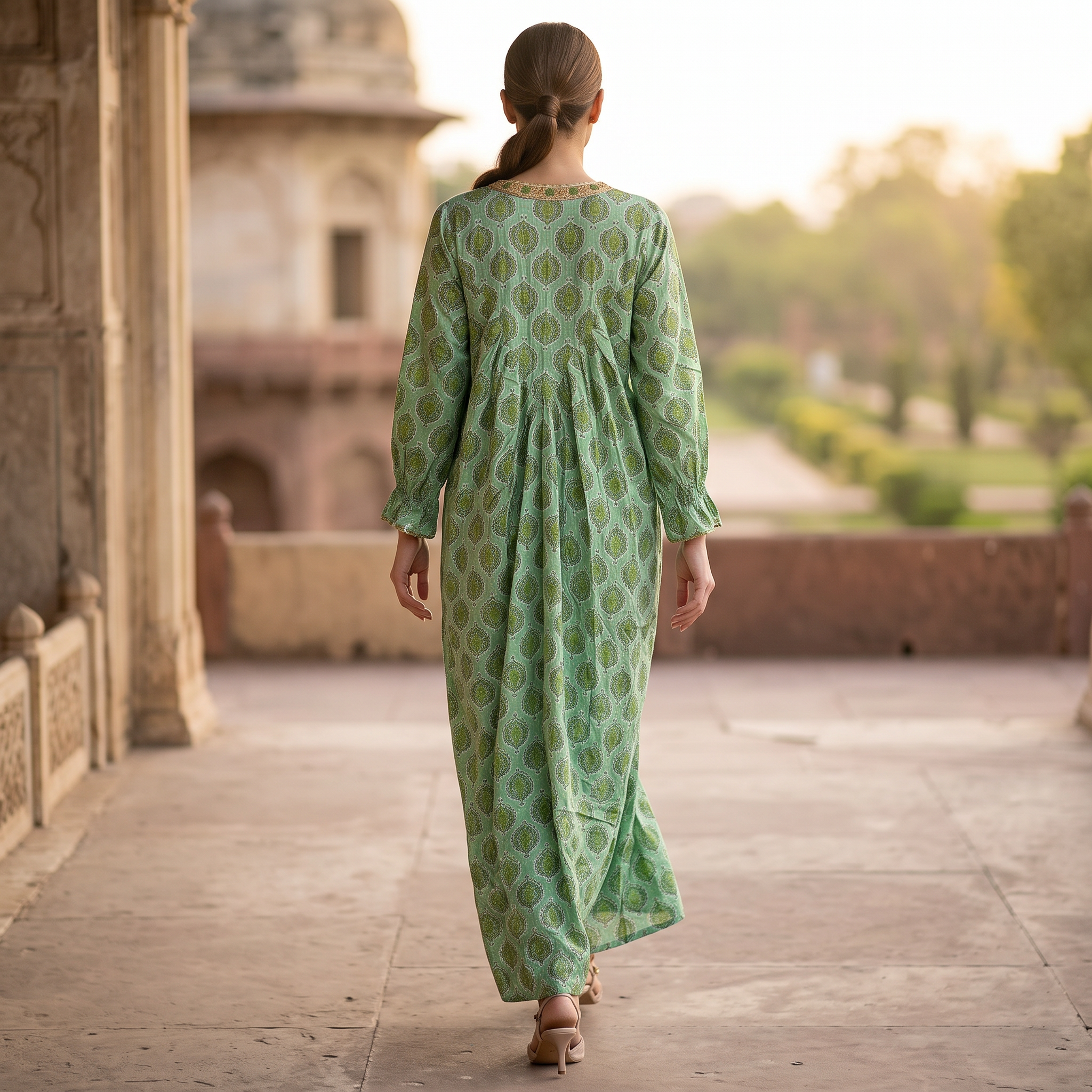 S/M Crystal Special Printed Cotton Dress 57" Long Jalabiya RN 777