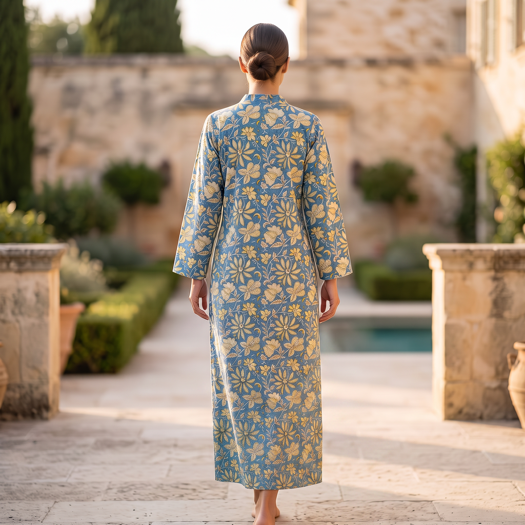 L/XL Crystal Teena Printed Cotton Dress 57" Long Jalabiya RN 778