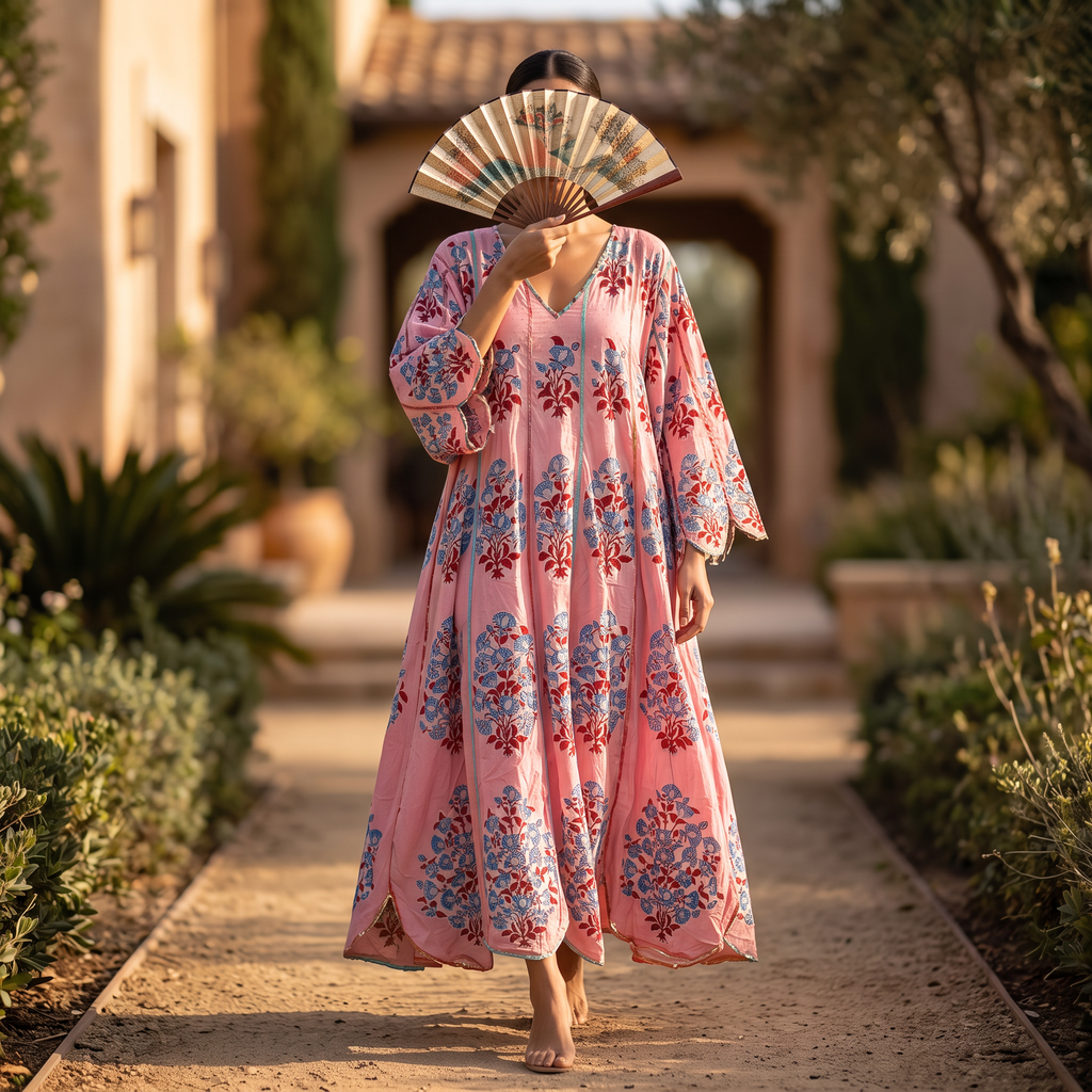 2XL/3XL Meher Crystal Cotton Dress 57" Long Jalabiya RN 432