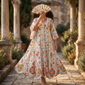 S/M Meher Crystal Printed Cotton Dress 57" Long Jalabiya RN 434