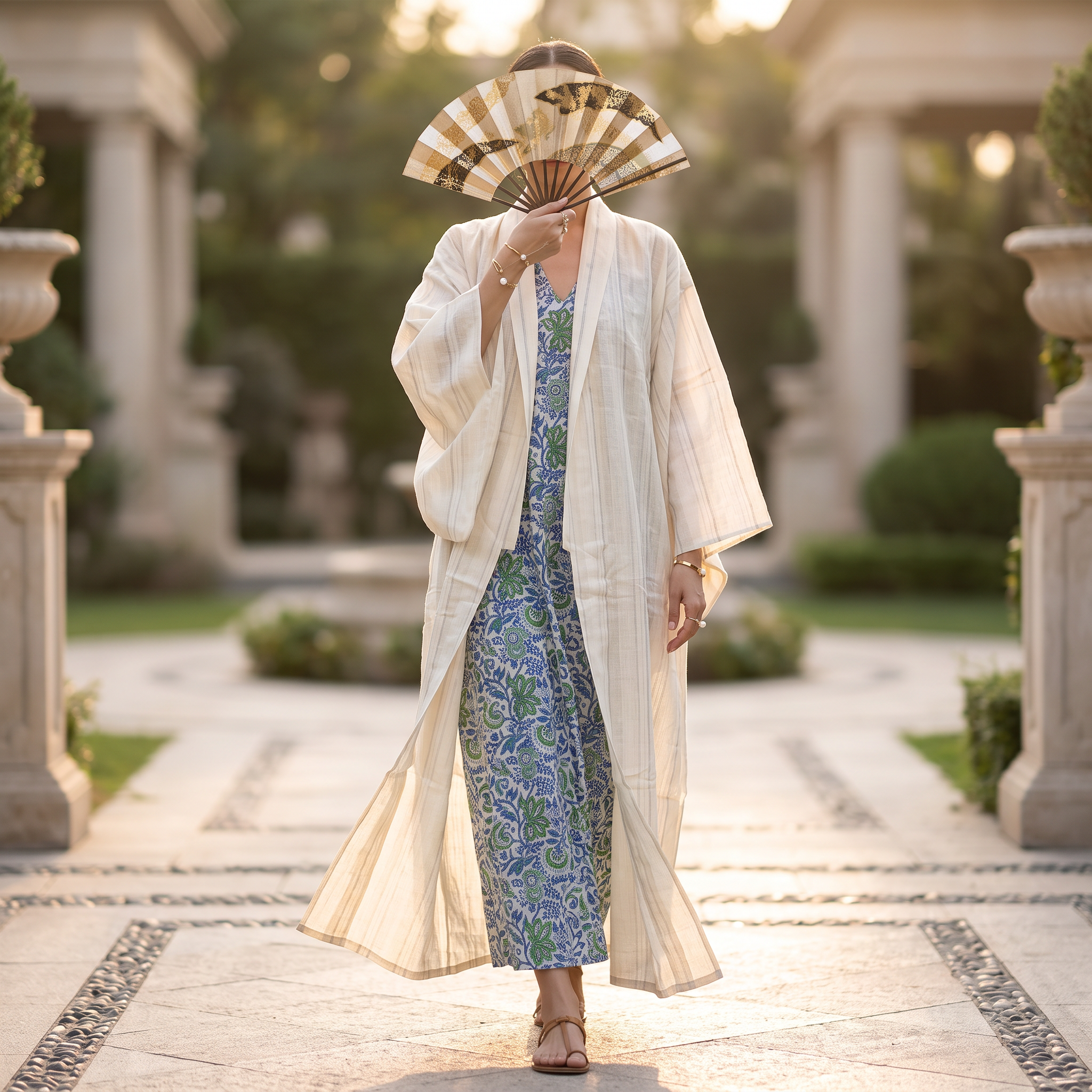 L-XL Linen & Cotton Abaya & Inner Set length 57” Long RN 444
