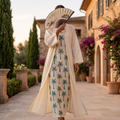 S-M Linen & Cotton Abaya & Inner Set length 57” Long RN 458