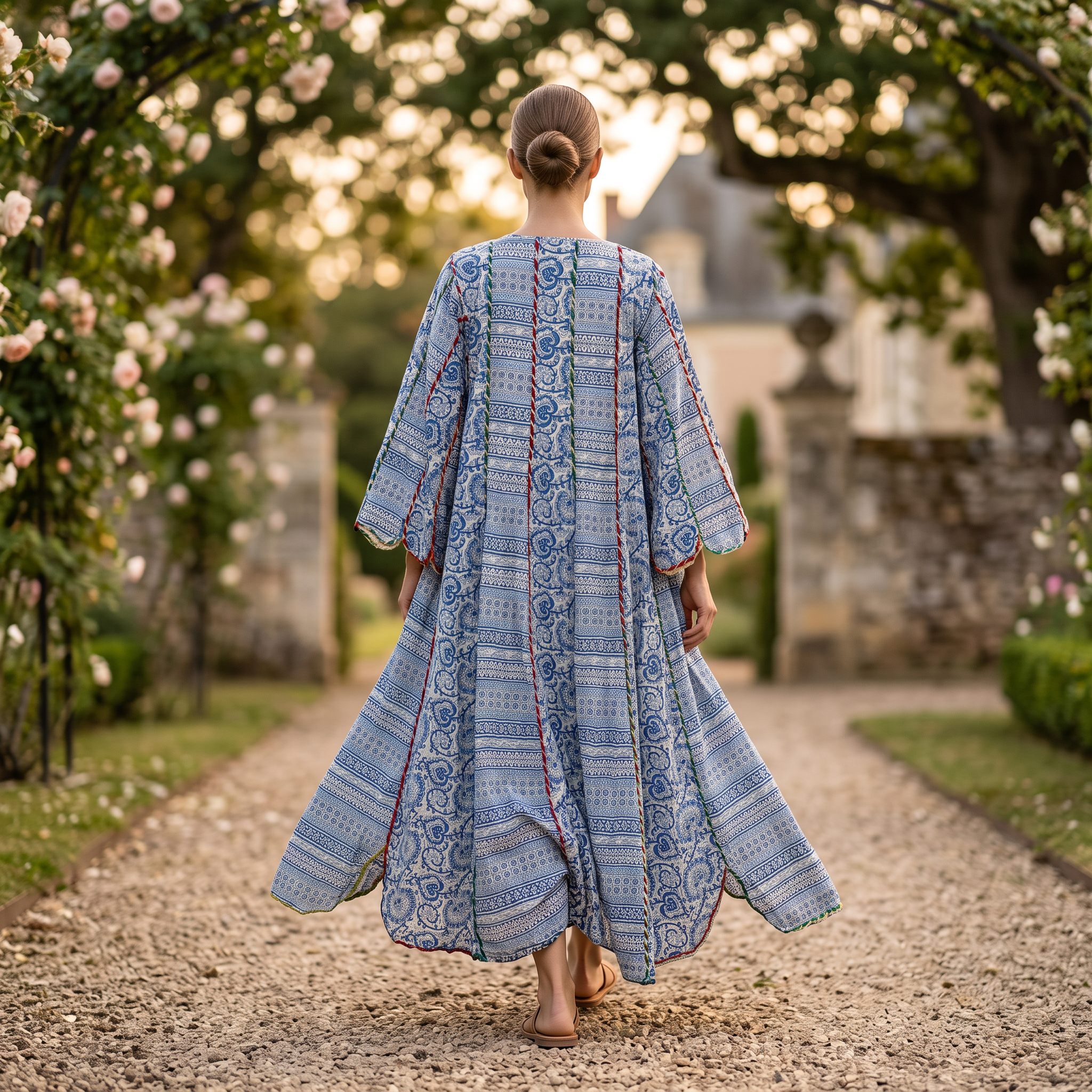 L/XL Meher Crystal Cotton Dress 57" Long Jalabiya RN 431