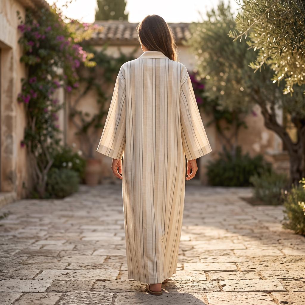L-XL Linen & Cotton Abaya & Inner Set length 57” Long RN 444