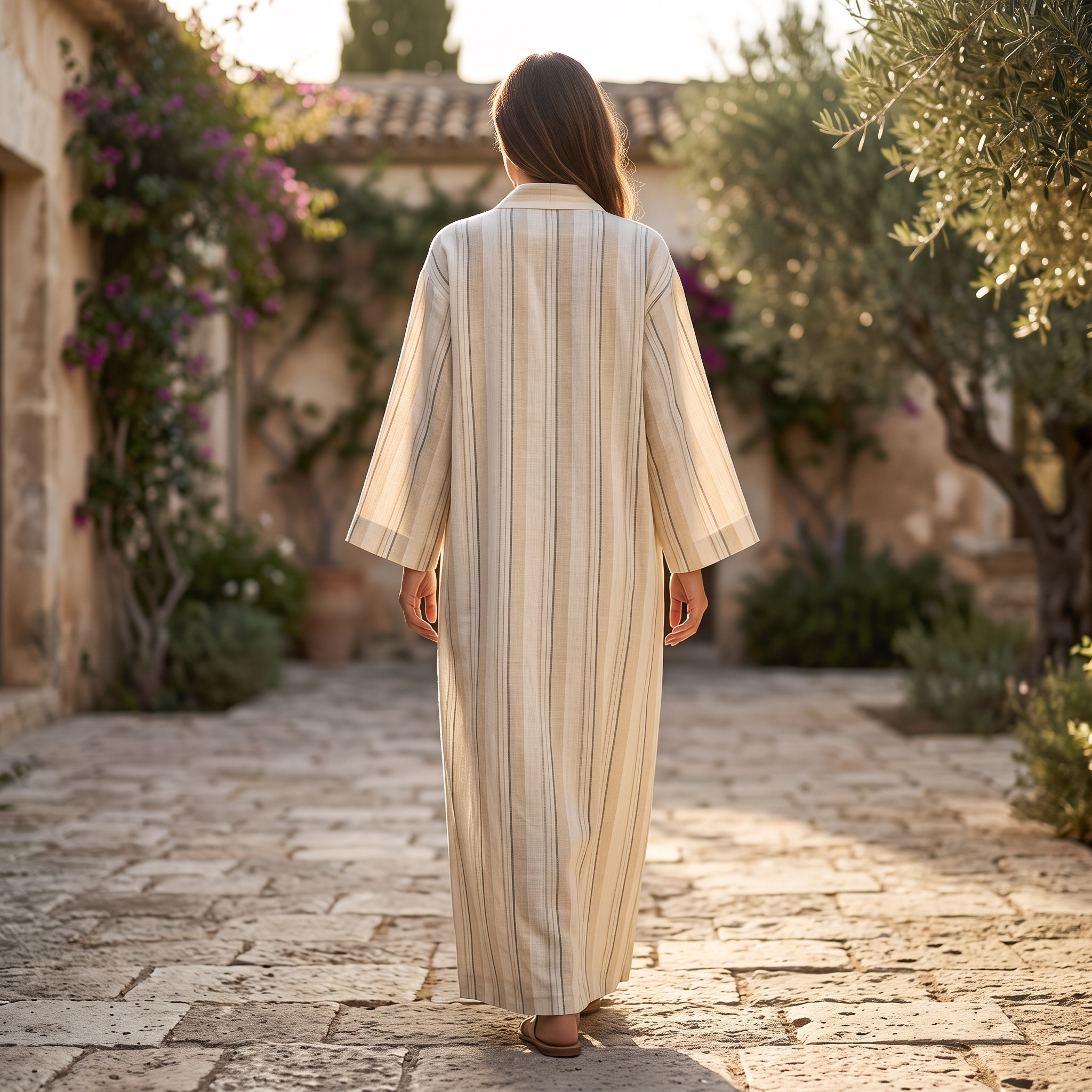 L-XL Linen & Cotton Abaya & Inner Set length 57” Long RN 444