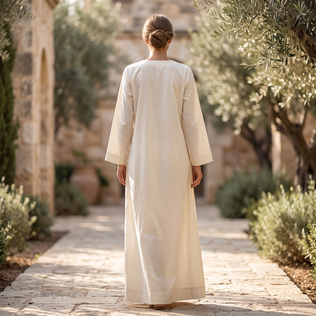 S-M Linen & Cotton Abaya & Inner Set length 57” Long RN 458