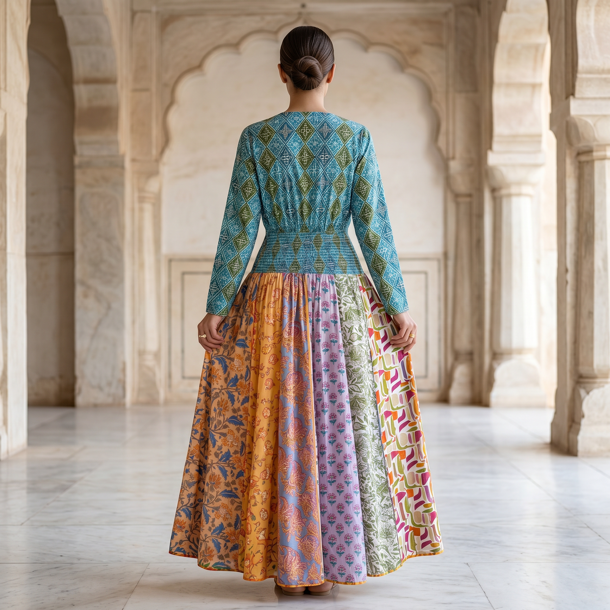 S/M Zayna Printed Cotton Dress 57" Long Jalabiya RN 07