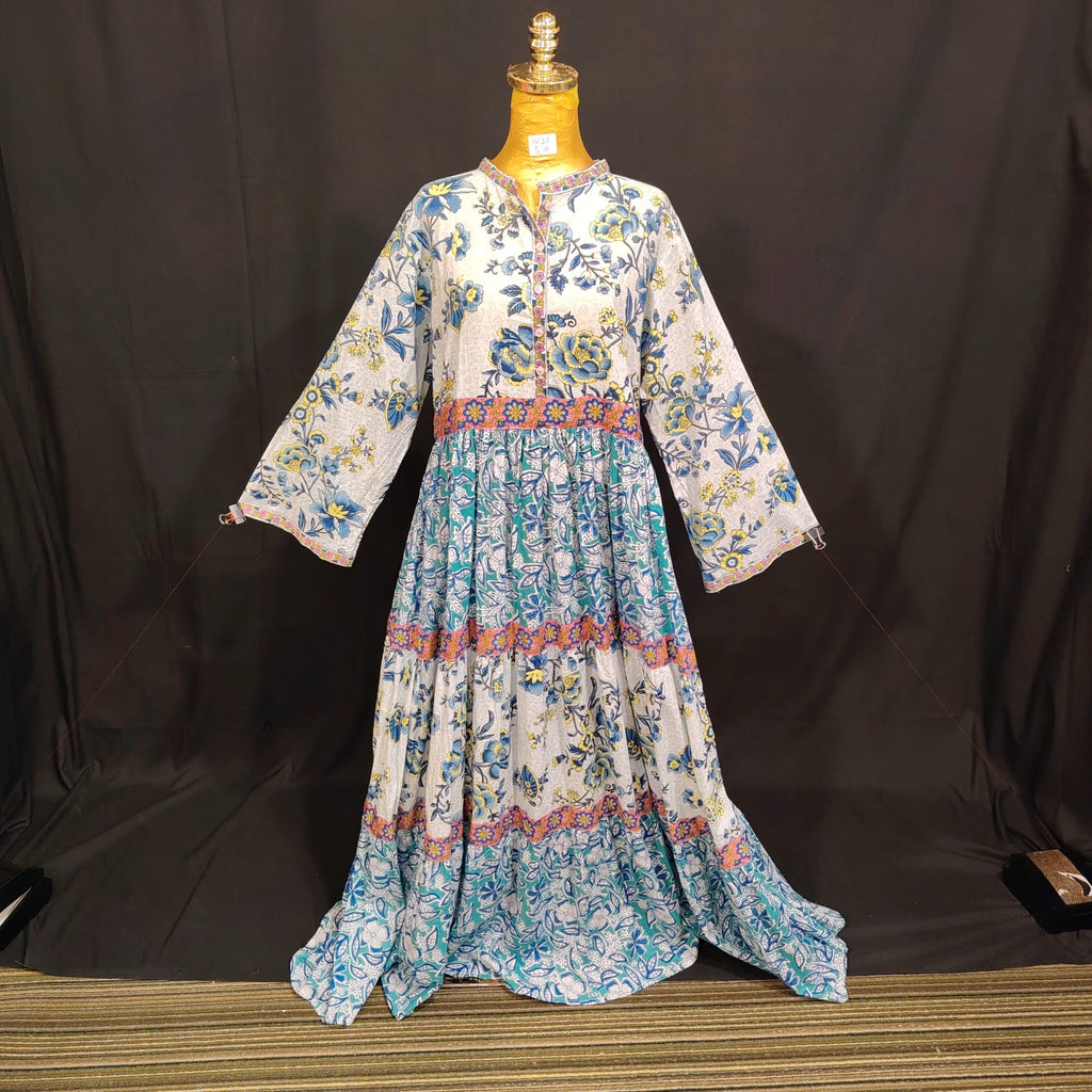 S-M Ari Cotton Printed Dress 57" Long Jalabiya