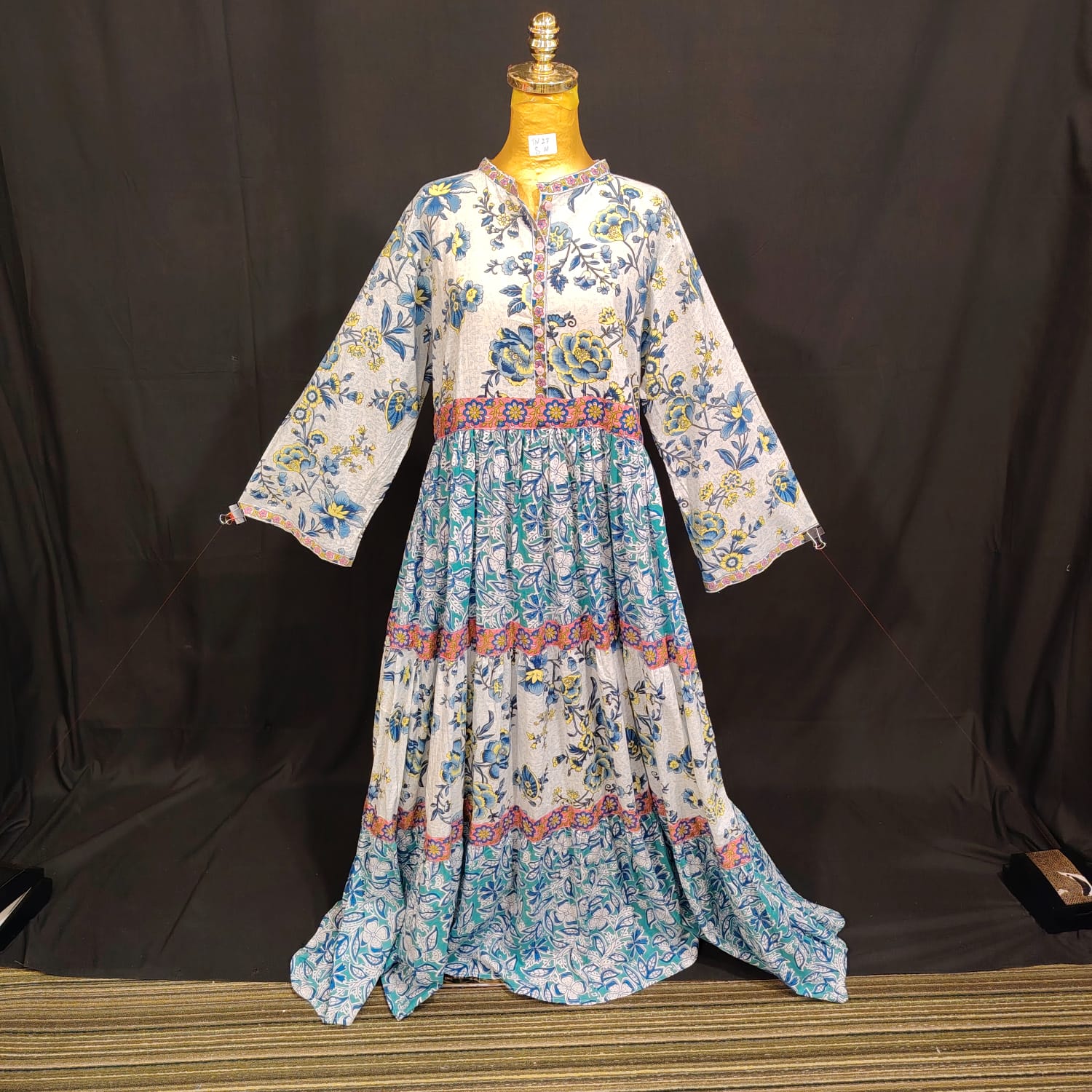 S-M Ari Cotton Printed Dress 57" Long Jalabiya