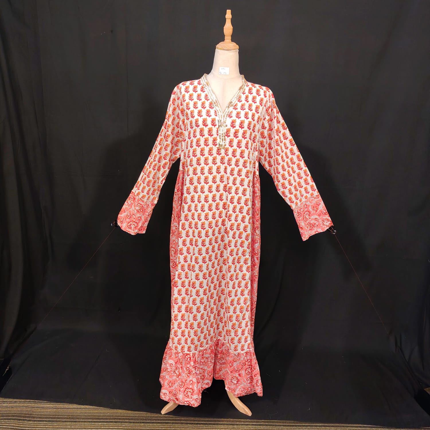 L-XL Safa Cotton Printed Dress 57" Long Jalabiya