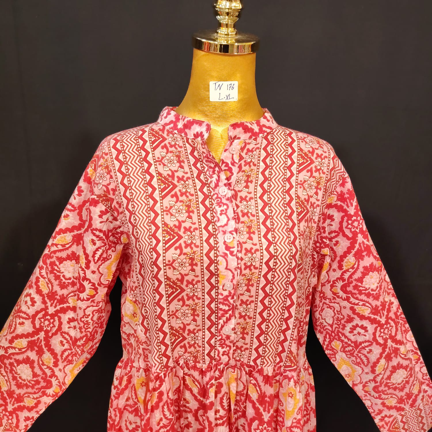L-XL Safia Cotton Printed Dress 57" Long Jalabiya