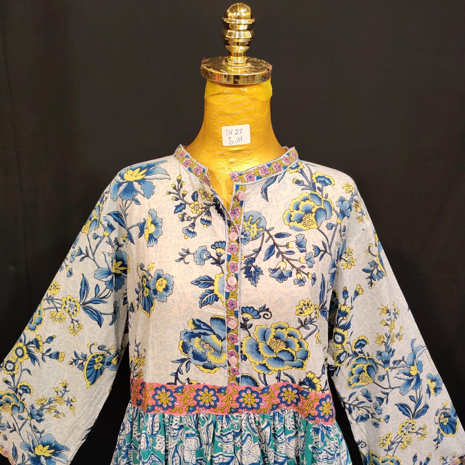 S-M Ari Cotton Printed Dress 57" Long Jalabiya
