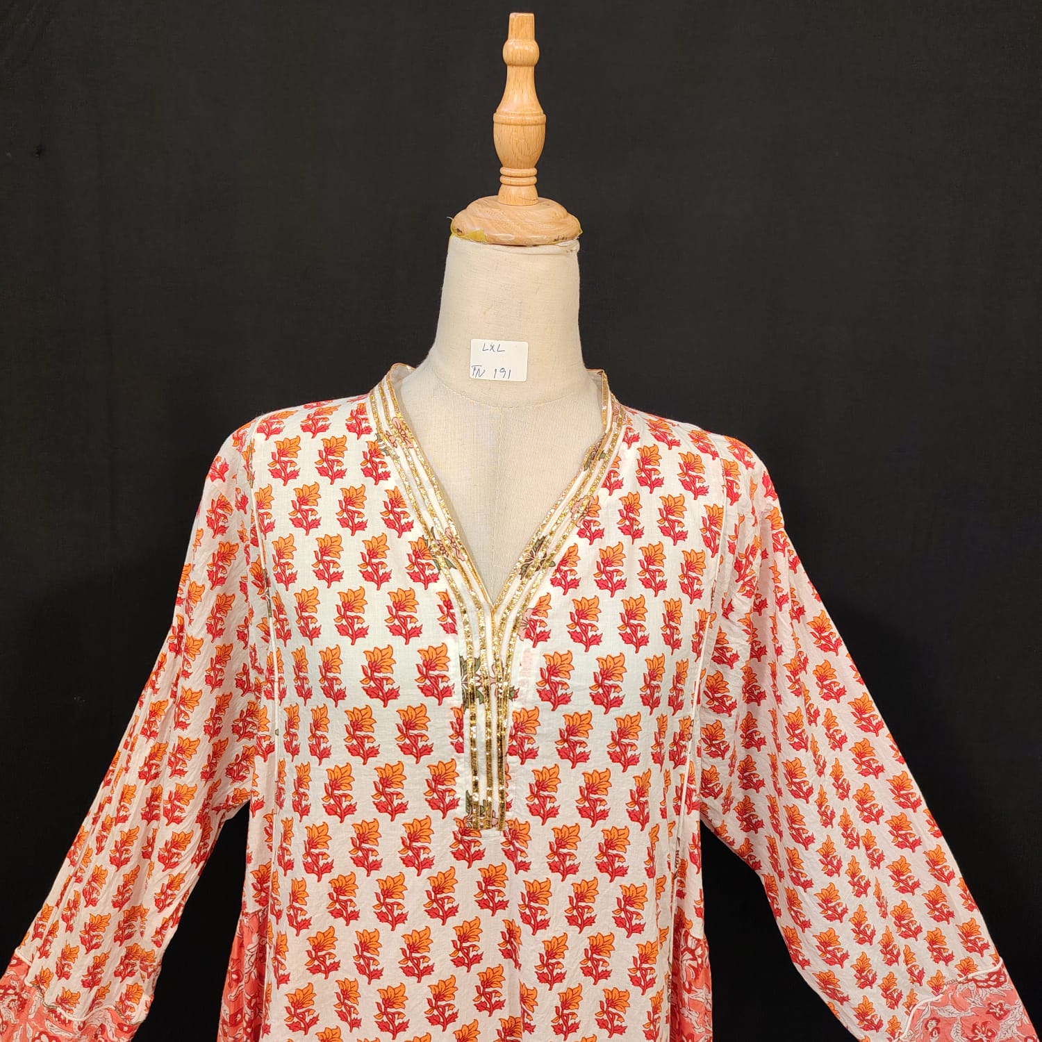 L-XL Safa Cotton Printed Dress 57" Long Jalabiya