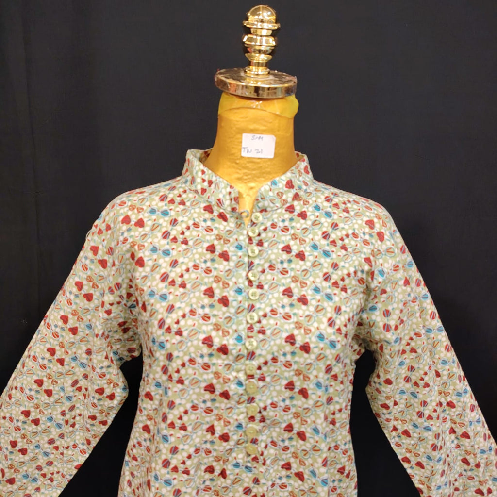S-M Sofi Printed Cotton Dress 57" Long Jalabiya