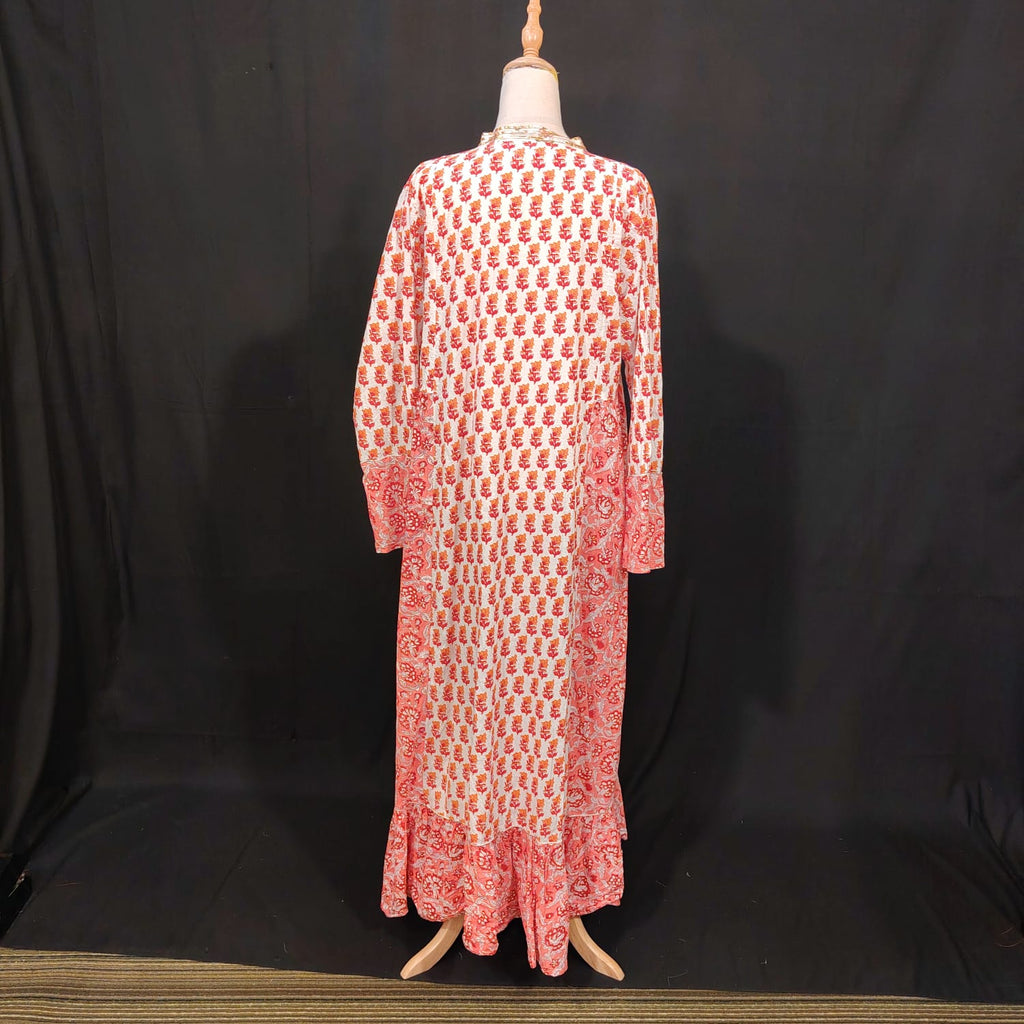 L-XL Safa Cotton Printed Dress 57" Long Jalabiya