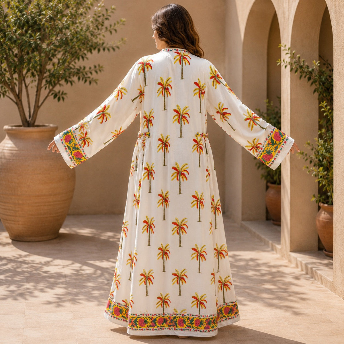 S/M Bhopali Printed Cotton Long Dress Jalabiya – 57