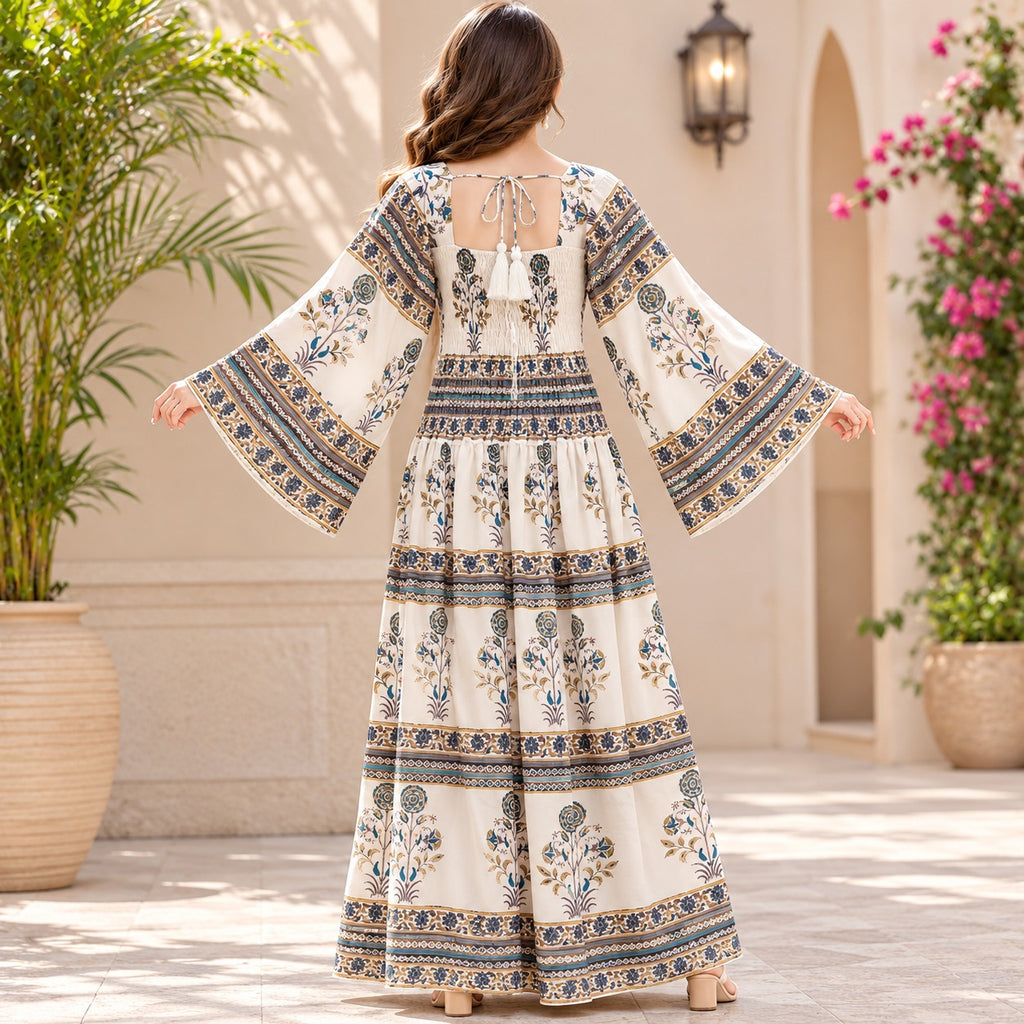 L/XL Elzina Printed Cotton Long Dress Jalabiya – 57
