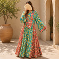 S/M Suf Crystal Printed Silk Long Dress Jalabiya – 57