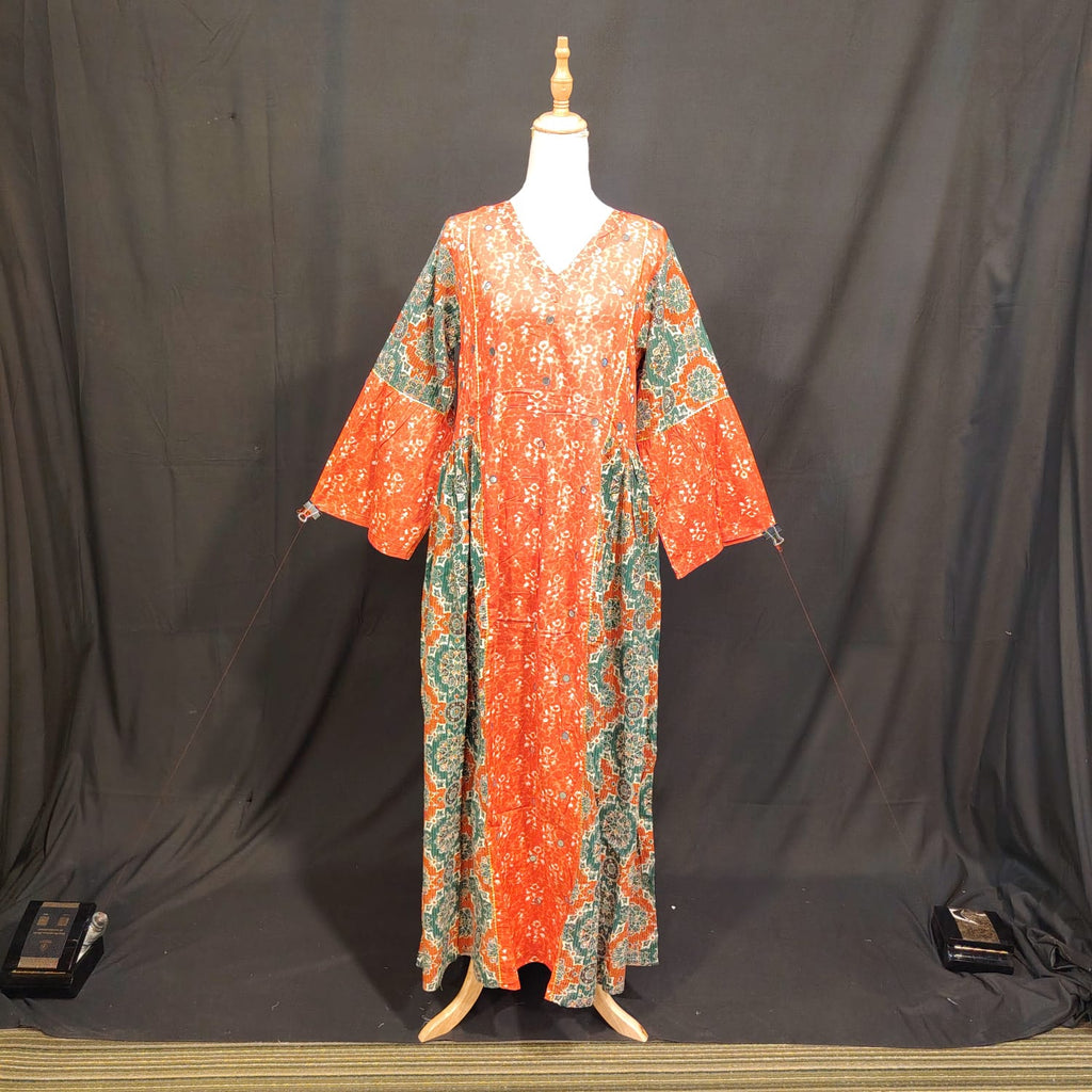XS-S Saida Cotton Printed Dress 54" Long Jalabiya