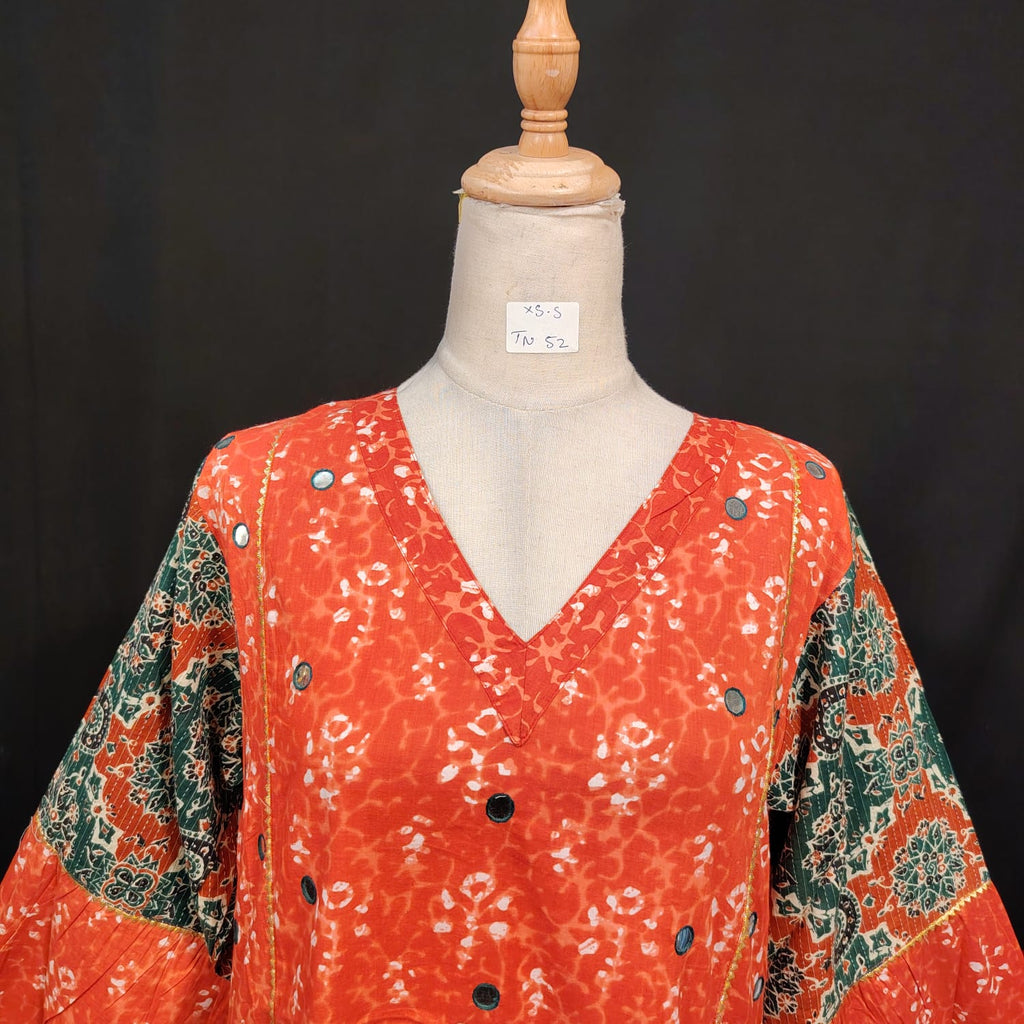 XS-S Saida Cotton Printed Dress 54" Long Jalabiya