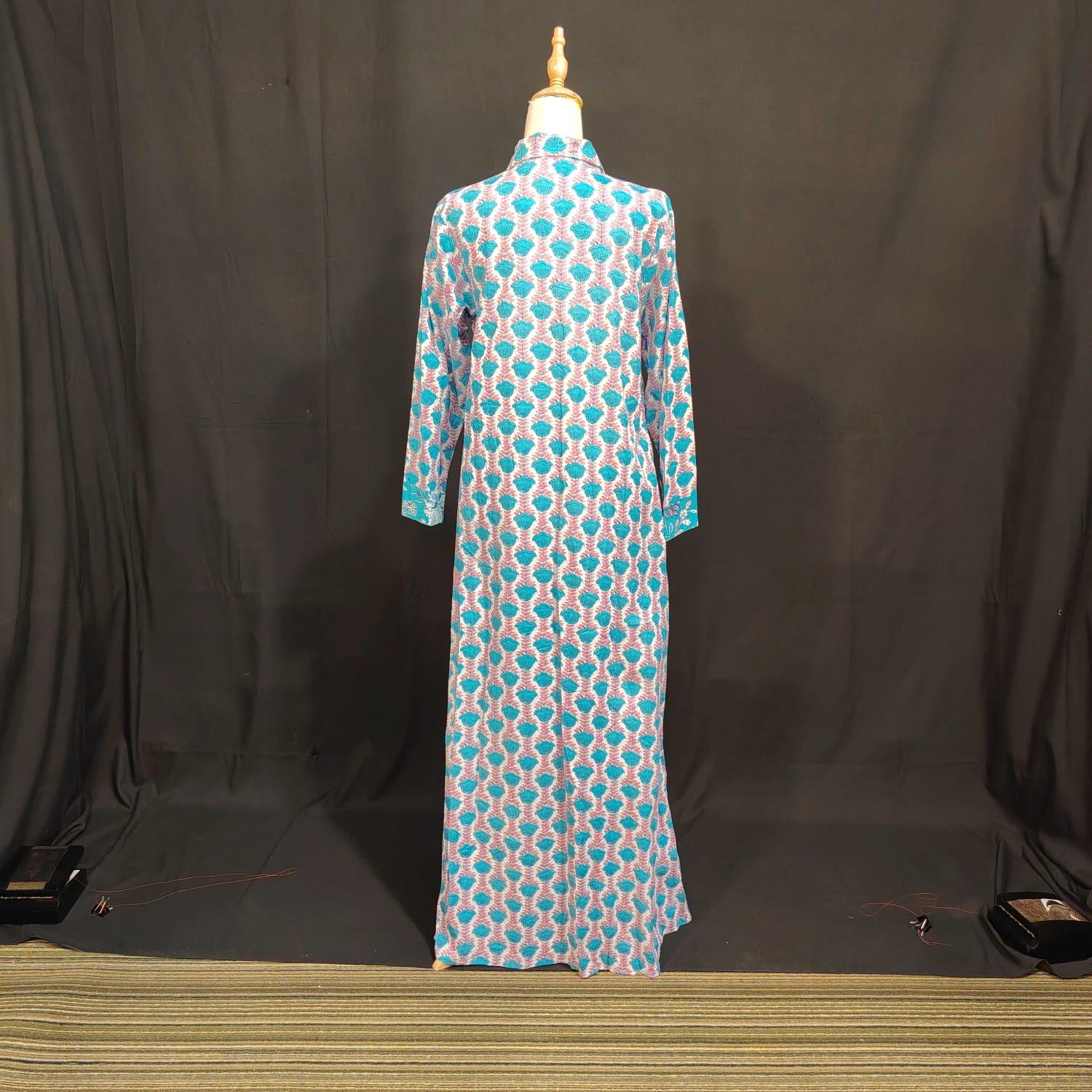 S-M Sigapore Printed Cotton Dress 57" Long Jalabiya