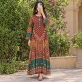 S/M Crystal Silky Digital Kaftan Printed 55"Long Jalabiya