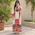 XS/S Silky Digital Kaftan Printed 55" Long Jalabiya