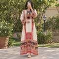 S/M Silky Digital Kaftan Printed 56"Long Jalabiya