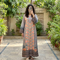 2XL/3XL Crystal Silky Digital Kaftan Printed 55"Long Jalabiya