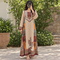 2XL/3XL Crystal Silky Digital Kaftan Printed 55"Long Jalabiya