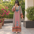 2XL/3XL Crystal Silky Digital Kaftan Printed 55"Long Jalabiya