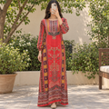2XL/3XL Crystal Silky Digital Kaftan Printed 57"Long Jalabiya
