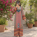 S/M Crystal Silky Digital Kaftan Printed 55"Long Jalabiya