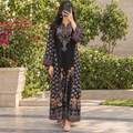 S/M Crystal Silky Digital Kaftan Printed 55"Long Jalabiya
