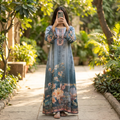 S/M Crystal Silky Digital Kaftan Printed 56"Long Jalabiya