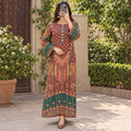 S/M Crystal Silky Digital Kaftan Printed 55"Long Jalabiya