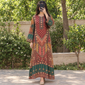 S/M Crystal Silky Digital Kaftan Printed 55" Long Jalabiya