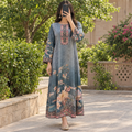 L/XL Crystal Silky Digital Kaftan Printed 56" Long Jalabiya