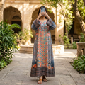 L/XL Crystal Silky Digital Kaftan Printed 56" Long Jalabiya