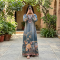 S/M Crystal Silky Digital Kaftan Printed 55"Long Jalabiya